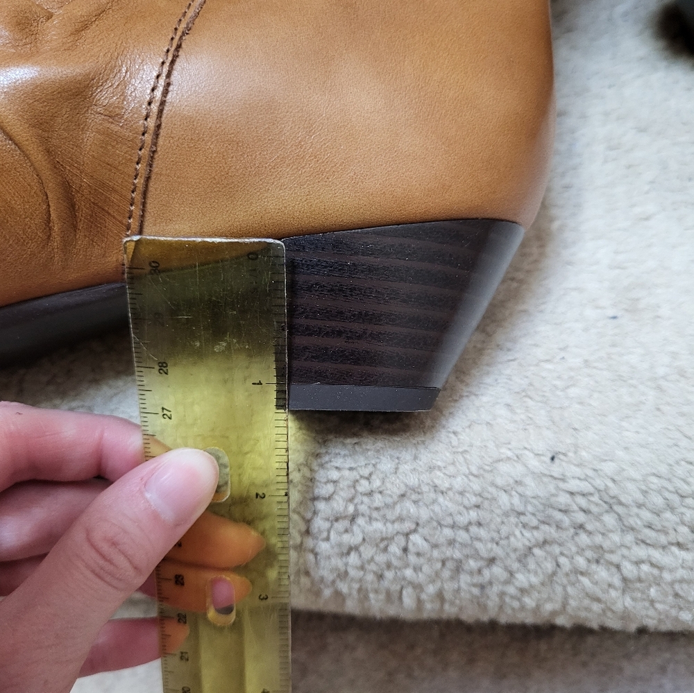 Tan Leather Mid Calf Heeled Boots, Size 39, New! - Picture 5 of 11